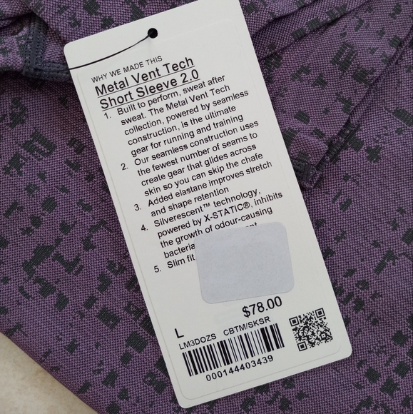 Lululemon Metal Vent Tech Short Sleeve 2.0 Cube Calibrate Purple Blossom L - Picture 6 of 10